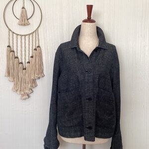 NWOT Eileen Fisher Hemp & Organic Cotton Knit Jacket Navy Blue XS
